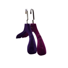 Deliang  wholesale 615 Plastic velvet hanger purple color fashion rubber coated painting hanger